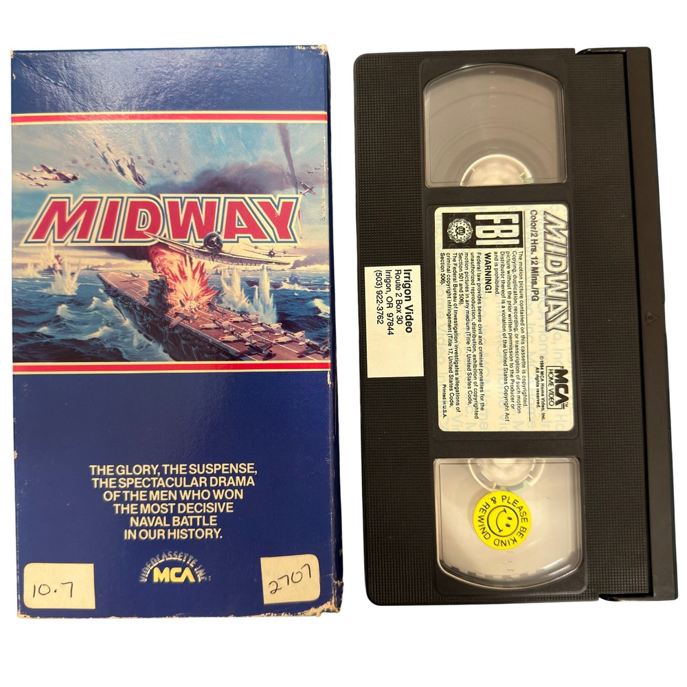 Midway VHS 1984 MCA Home Video Charlton Heston Henry Fonda WWII Movie 55030